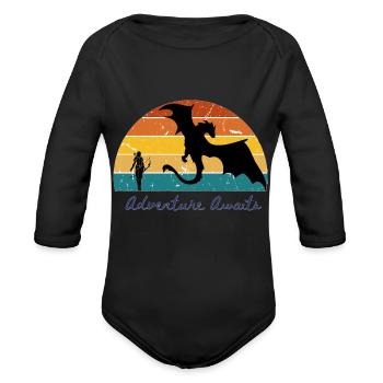 Adventure Awaits Fantasy - Organic Long Sleeve Baby Bodysuit - black - Front