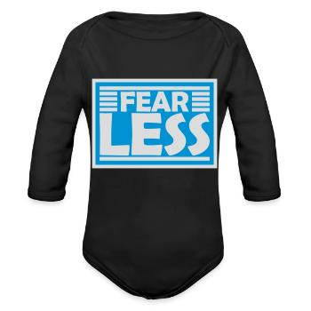 fearless text quote - Organic Long Sleeve Baby Bodysuit - black - Front