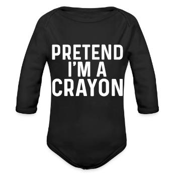 Pretend I'm A Crayon Funny Halloween Costume Humor - Organic Long Sleeve Baby Bodysuit - black - Front