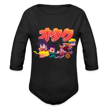Otaku Old School - Organic Long Sleeve Baby Bodysuit - black - Front