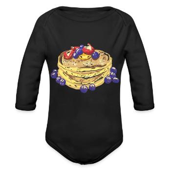 Pancakes With Berries - Organic Long Sleeve Baby Bodysuit - black - Front
