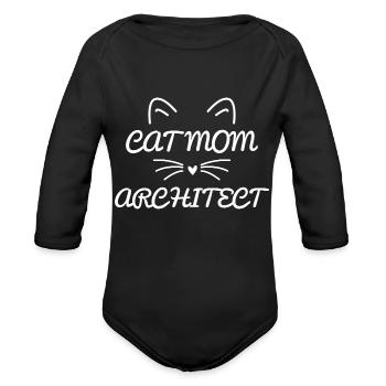 Architect trending yellow trending - Organic Long Sleeve Baby Bodysuit - black - Front