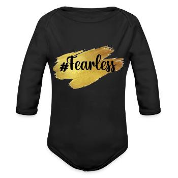 Glow in Gold Fearless - Organic Long Sleeve Baby Bodysuit - black - Front