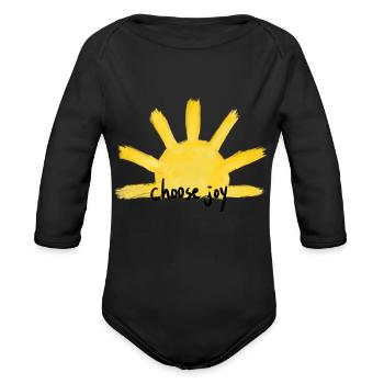 Choose Joy - Organic Long Sleeve Baby Bodysuit - black - Front