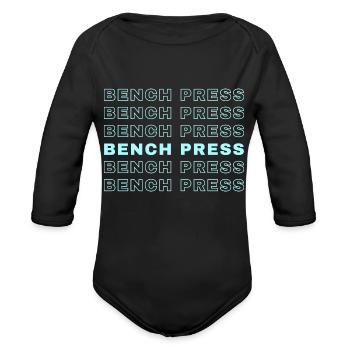 Bench Press Repetitive - Organic Long Sleeve Baby Bodysuit - black - Front