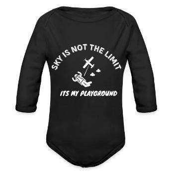 Sky Is Not The Limit Its My Playground - Organic Long Sleeve Baby Bodysuit - black - Front
