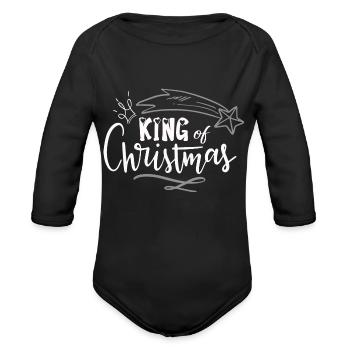 KING - Organic Long Sleeve Baby Bodysuit - black - Front