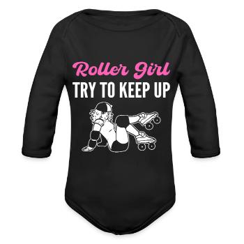 Roller Girl Roller Skate Fan Gift - Organic Long Sleeve Baby Bodysuit - black - Front