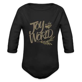joy to the world - Organic Long Sleeve Baby Bodysuit - black - Front