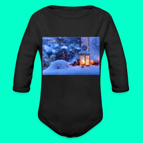 christmas winter background 231 - Organic Long Sleeve Baby Bodysuit