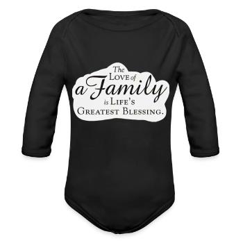 family values quotation quote blessing gift idea - Organic Long Sleeve Baby Bodysuit - black - Front