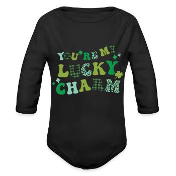 You re My Lucky Charm - Organic Long Sleeve Baby Bodysuit - black - Front