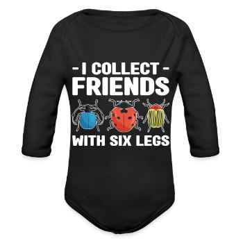 Insect Collector | Insect Entomology Gifts - Organic Long Sleeve Baby Bodysuit - black - Front
