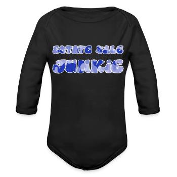 Estate Sale Junkie blue camo - Organic Long Sleeve Baby Bodysuit - black - Front