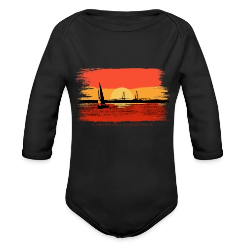 Sunset Charleston Harbor Back - Organic Long Sleeve Baby Bodysuit