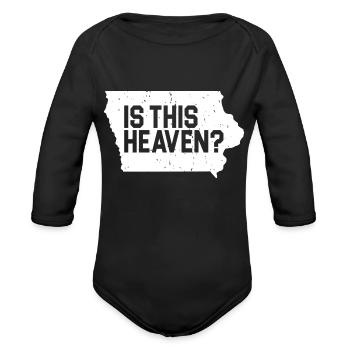 Is This Heaven Iowa - Organic Long Sleeve Baby Bodysuit - black - Front