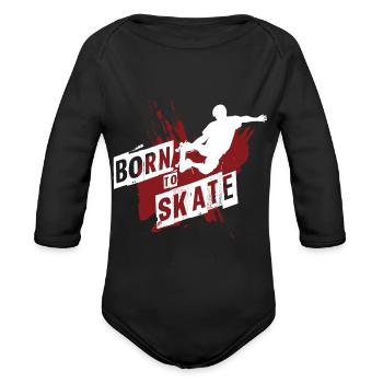 Skater - Organic Long Sleeve Baby Bodysuit - black - Front