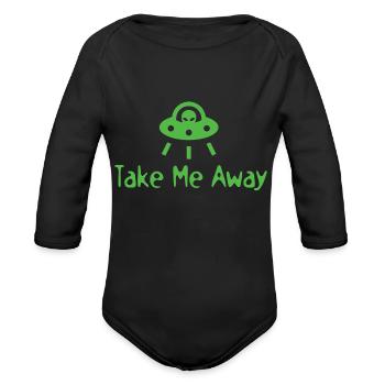 Take Me Away - Organic Long Sleeve Baby Bodysuit - black - Front