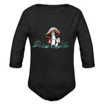 Little Gnome - Organic Long Sleeve Baby Bodysuit - black - Front
