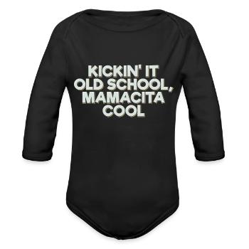 Kickin It Old School - Organic Long Sleeve Baby Bodysuit - black - Front