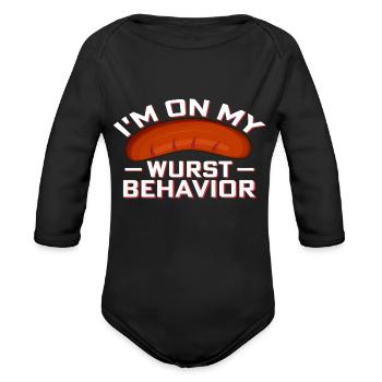 I´m on my Wurst Behavior - Organic Long Sleeve Baby Bodysuit - black - Front
