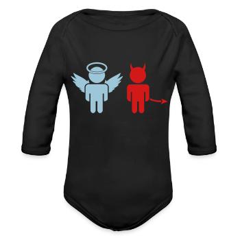 little angel, little devil - Organic Long Sleeve Baby Bodysuit - black - Front
