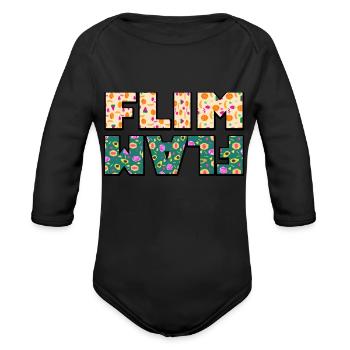 Fruity Flim Flam - Organic Long Sleeve Baby Bodysuit - black - Front