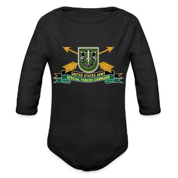 Army US Army Special Forces Command Flash - Organic Long Sleeve Baby Bodysuit - black - Front