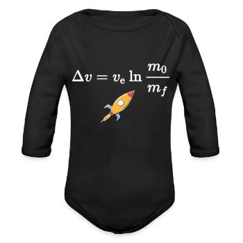 rocket equation, space exploration basics - Organic Long Sleeve Baby Bodysuit - black - Front