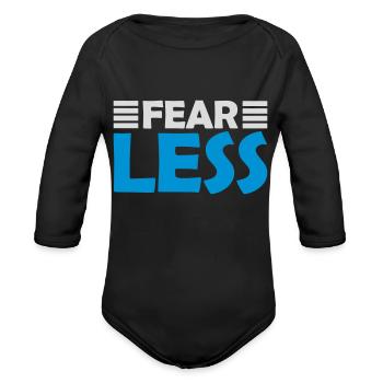 fearless text quote - Organic Long Sleeve Baby Bodysuit - black - Front