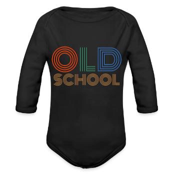 OLD SCHOOL - Organic Long Sleeve Baby Bodysuit - black - Front