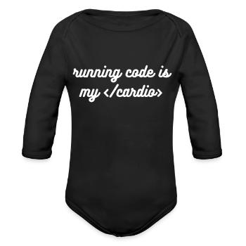 Running code is my - Organic Long Sleeve Baby Bodysuit - black - Front