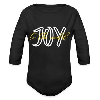 JOY to the world - Organic Long Sleeve Baby Bodysuit - black - Front