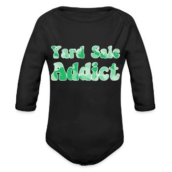 Yard Sale Addict green camo - Organic Long Sleeve Baby Bodysuit - black - Front