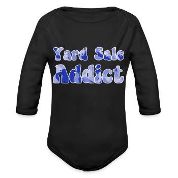 Yard Sale Addict blue camo - Organic Long Sleeve Baby Bodysuit - black - Front