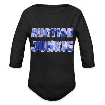 Auction Junkie blue camo - Organic Long Sleeve Baby Bodysuit - black - Front