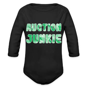 Auction Junkie green camo - Organic Long Sleeve Baby Bodysuit - black - Front
