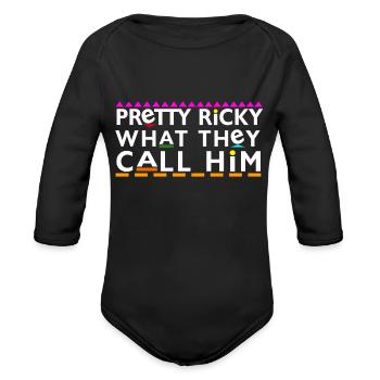 Pretty Ricky - Organic Long Sleeve Baby Bodysuit - black - Front