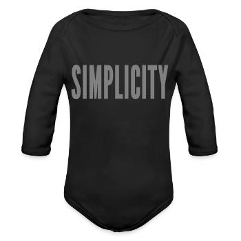 SIMPLICITY - Organic Long Sleeve Baby Bodysuit - black - Front