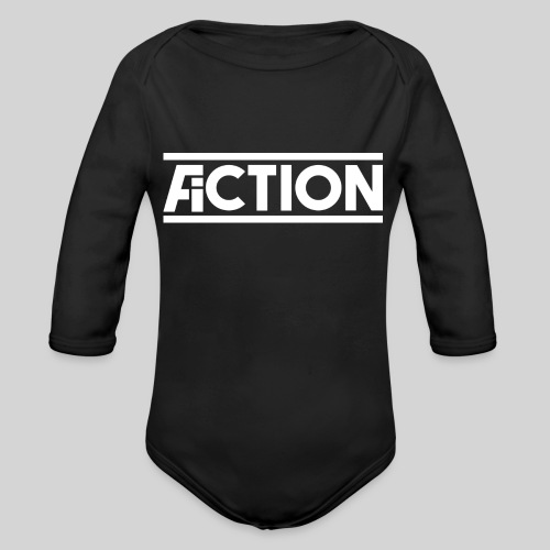 Action Fiction Logo (White) - Organic Long Sleeve Baby Bodysuit