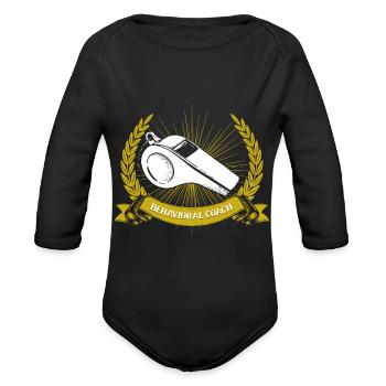 Behavioral Coach Psychological Funny Behavior Humo - Organic Long Sleeve Baby Bodysuit - black - Front