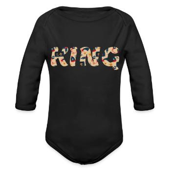 KING - Organic Long Sleeve Baby Bodysuit - black - Front