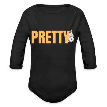 Pretty - Organic Long Sleeve Baby Bodysuit - black - Front