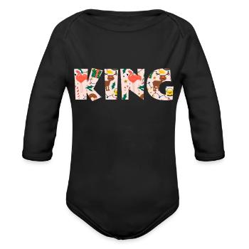 KING - Organic Long Sleeve Baby Bodysuit - black - Front