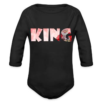 king - Organic Long Sleeve Baby Bodysuit - black - Front
