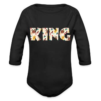king - Organic Long Sleeve Baby Bodysuit - black - Front