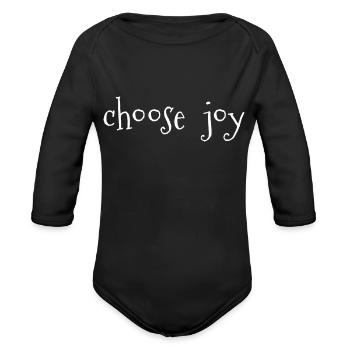 Choose Joy - Organic Long Sleeve Baby Bodysuit - black - Front