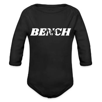 Bench Press Fitness Bodybuilding Gym Workout - Organic Long Sleeve Baby Bodysuit - black - Front