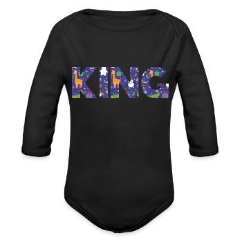 KING - Organic Long Sleeve Baby Bodysuit - black - Front