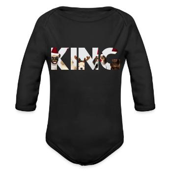 king - Organic Long Sleeve Baby Bodysuit - black - Front